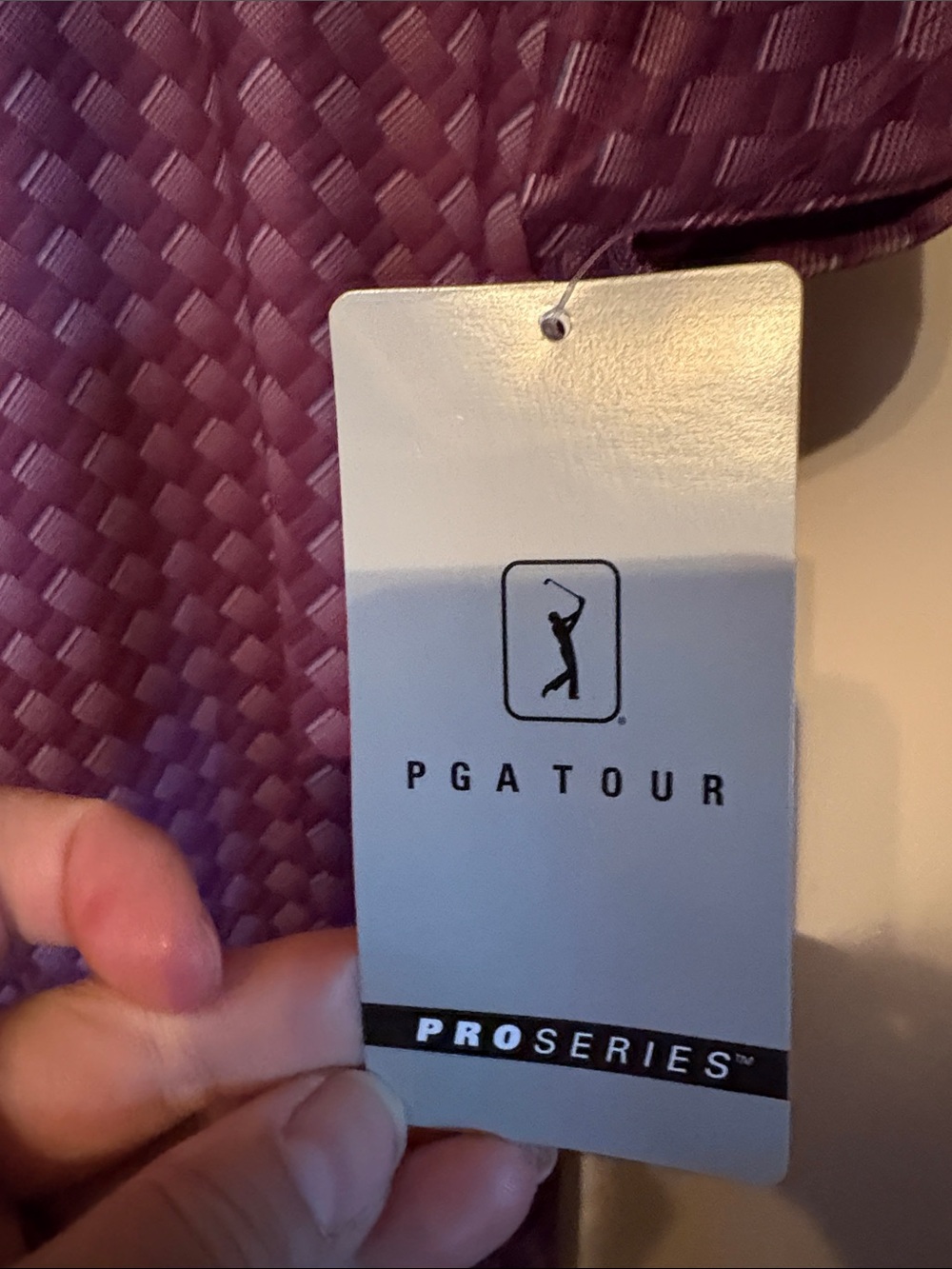 PGA Tour pro series Men's deep plum Basketweave Polo - Picture 2 of 5